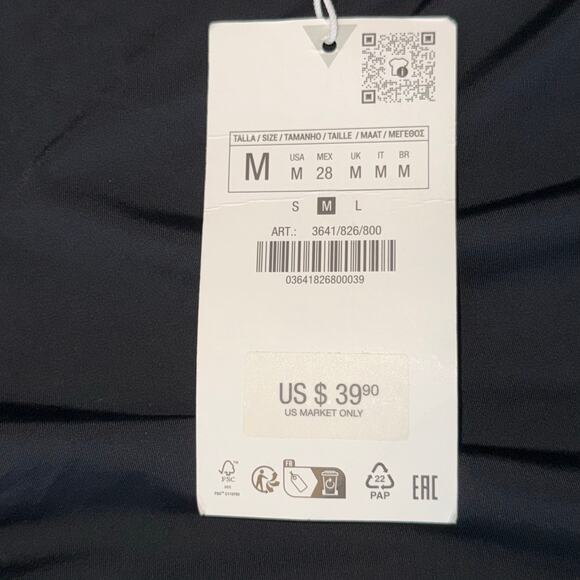 Zara NWT Black Cutout Maxi Dress Medium Long Sleeve Ruched Bodycon Modern - Picture 7 of 13